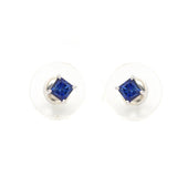 Square Shape Blue Sapphire Earring Stud
