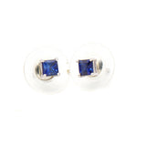 Square Shape Blue Sapphire Earring Stud