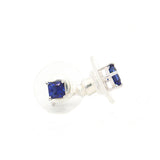 Square Shape Blue Sapphire Earring Stud