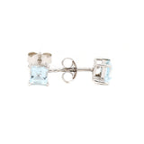 Square Aquamarine Gemstone Earring Stud