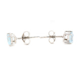 Square Aquamarine Gemstone Earring Stud