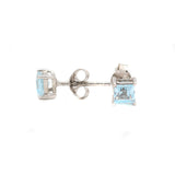 Square Aquamarine Gemstone Earring Stud