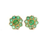 Gold Plated Flower Style Emerald Earring