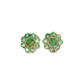 Gold Plated Flower Style Emerald Earring