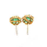 Gold Plated Flower Style Emerald Earring