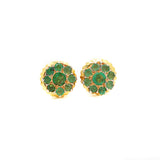 Gold Plated Flower Style Emerald Earring