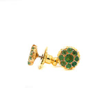 Gold Plated Flower Style Emerald Earring