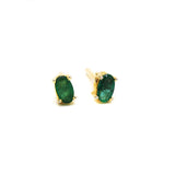 Oval Emerald Gold Plated Earring Stud