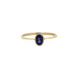 9K Yellow Gold Natural Blue Sapphire Gemstone Oval Cut Bezel Set Ring