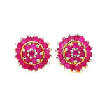 925 Silver Ruby Gold Plated Earring Stud