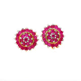 925 Silver Ruby Gold Plated Earring Stud