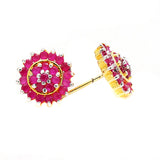 925 Silver Ruby Gold Plated Earring Stud