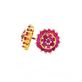 925 Silver Ruby Gold Plated Earring Stud