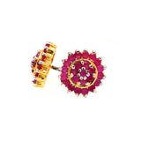 925 Silver Ruby Gold Plated Earring Stud