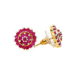 925 Silver Ruby Gold Plated Earring Stud