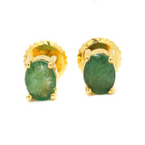 Natural Green Emerald Gemstone 925 Sterling Silver Earring Stud