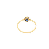 9K Yellow Gold Natural Blue Sapphire Gemstone Oval Cut Bezel Set Ring