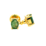 Natural Green Emerald Gemstone 925 Sterling Silver Earring Stud