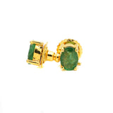 Natural Green Emerald Gemstone 925 Sterling Silver Earring Stud