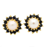 Natural Pearl & Blue Sapphire Gemstone Earring