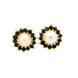 Natural Pearl & Blue Sapphire Gemstone Earring