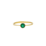 9K Yellow Gold Round Shaped Natural Emerald Gemstone Healing Ring