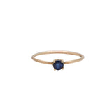 Round Shaped Blue Sapphire Gemstone 9k Gold Ring