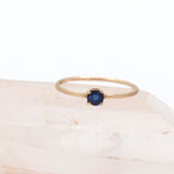 Round Shaped Blue Sapphire Gemstone 9k Gold Ring