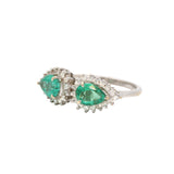 18K White Gold Emerald Diamond Ring