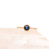 Round Blue Sapphire Gold Ring