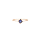 Square Blue Sapphire Gold Ring