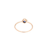 Square Blue Sapphire Gold Ring