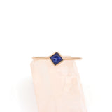 Square Blue Sapphire Gold Ring