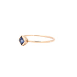 9K Gold Square Shaped Natural Blue Sapphire Gemstone Ring