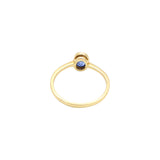 Solid Yellow Gold Oval Blue Sapphire Ring