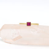 Square Ruby Gemstone Gold Ring