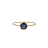 9K Gold Round Blue Sapphire Ring