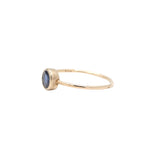 9K Gold Round Blue Sapphire Ring