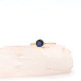 9K Gold Round Blue Sapphire Ring