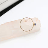 Natural Blue Sapphire Round Cut Gemstone 9K Gold Prong Set Healing Ring