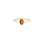 Natural Oval Shaped Orange Sapphire Gemstone Gold Plain Ring