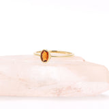Natural Oval Shaped Orange Sapphire Gemstone Gold Plain Ring