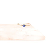 Natural Round Cut Blue Sapphire Gemstone 9k Yellow Gold Ring