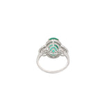 White Gold Natural Emerald Oval Cut Gemstone And Diamond Ring