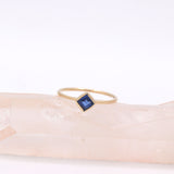 Square Blue Sapphire 9K Gold Ring
