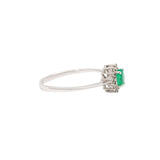 14K White Gold Emerald & Diamond Ring