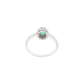 14K White Gold Emerald & Diamond Ring