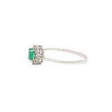 14K White Gold Emerald & Diamond Ring