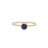 9K Solid Gold Round Blue Sapphire Ring