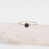 9K Solid Gold Round Blue Sapphire Ring